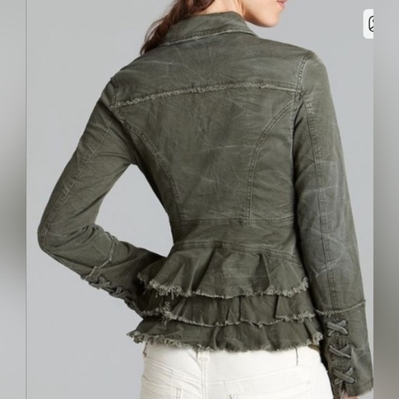 Free People Ruffle Hem Distressed Jacket - Picture 2 of 9